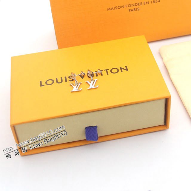 Louis Vuitton新款飾品 路易威登字母老花耳環 LV四葉草鏤空耳釘  zglv2178